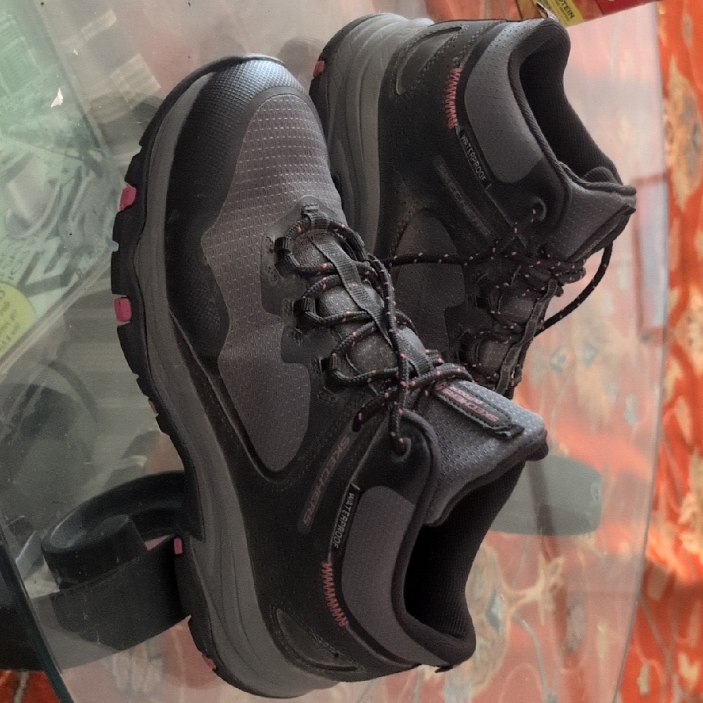 Skechers Gray and Pink Lace-Up Boots